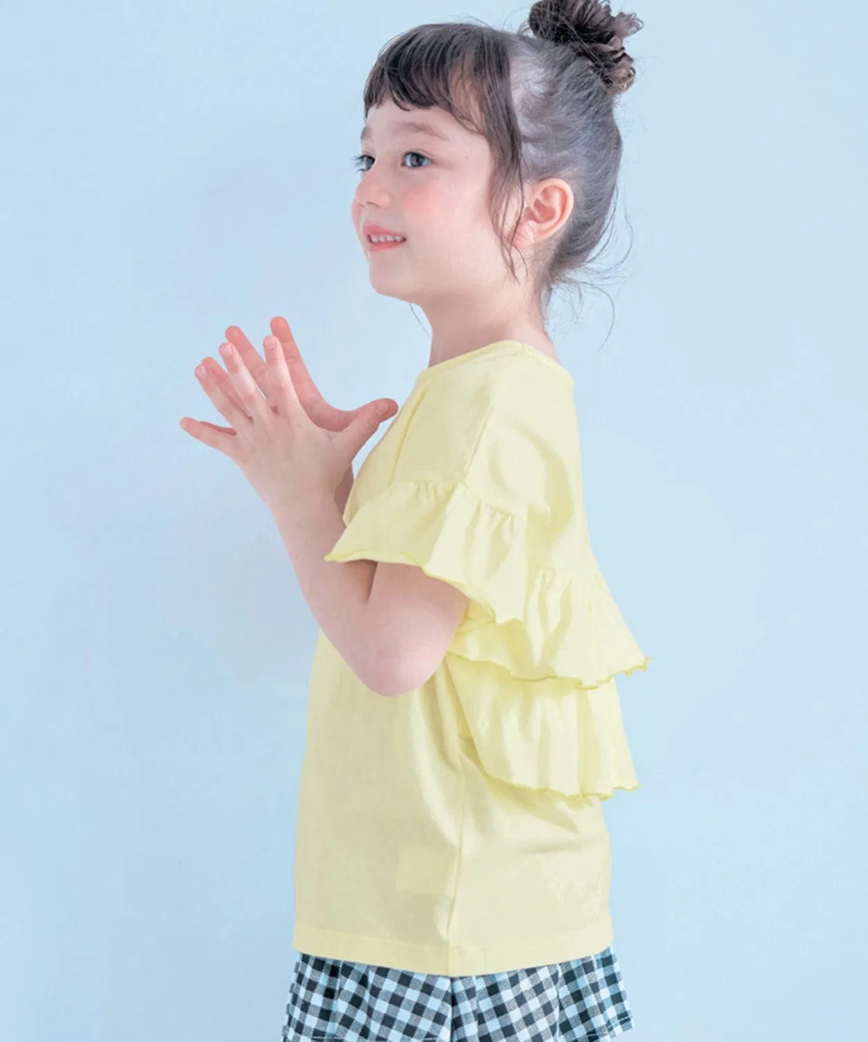 Детская туника с длинным рукавомбез рукавов с воланами GITA, Light Yellow