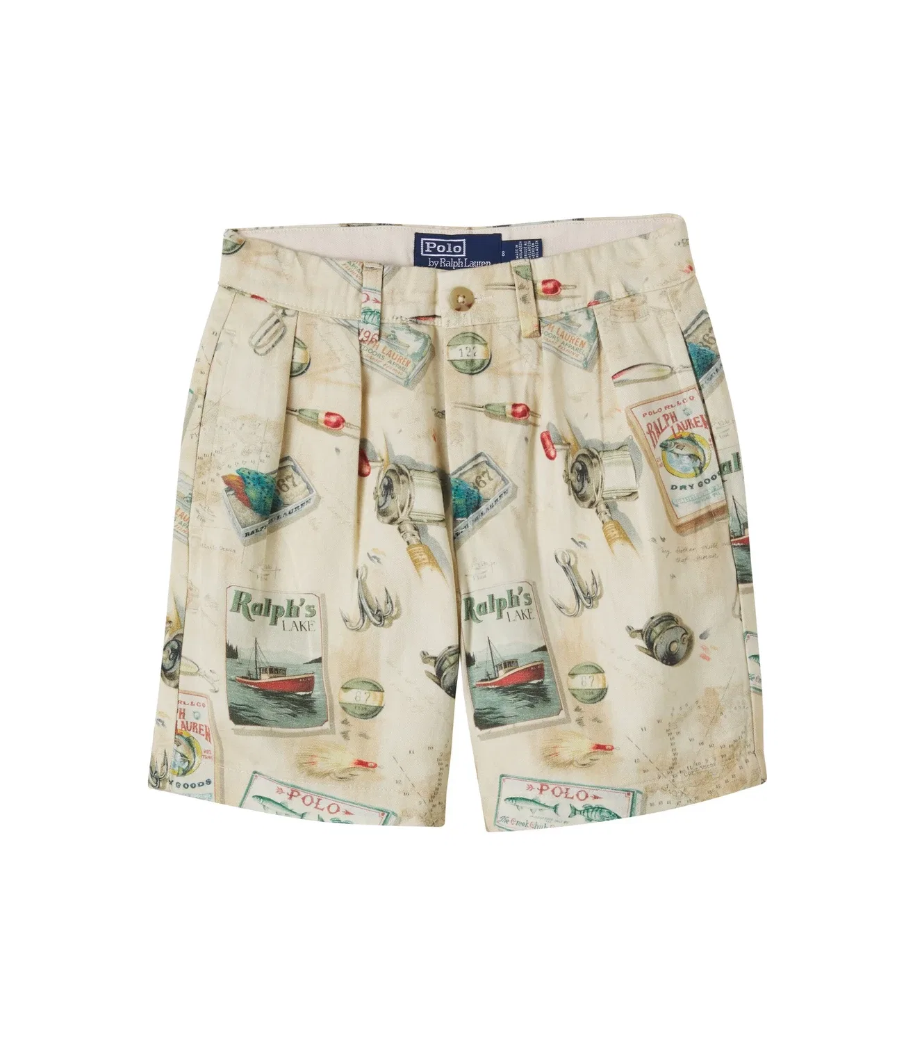 Шорты джинсовые с принтом Polo Ralph Lauren Kids, бежевый