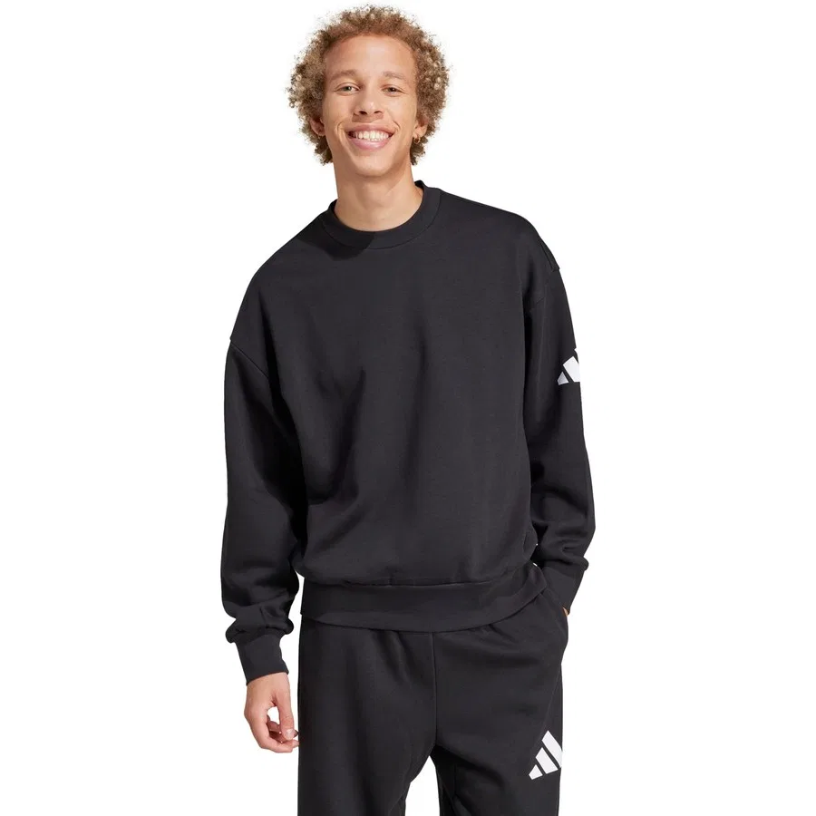 Свитшот мужской с длинным рукавом Essentials Loose Fit 3 Bar Logo adidas, Черно-белый