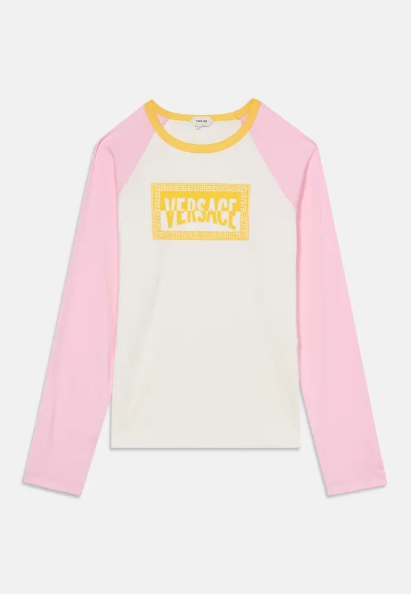 Футболка с длинными рукавами Etichetta club kids с принтом, унисекс Versace, белый/желтый/розовый