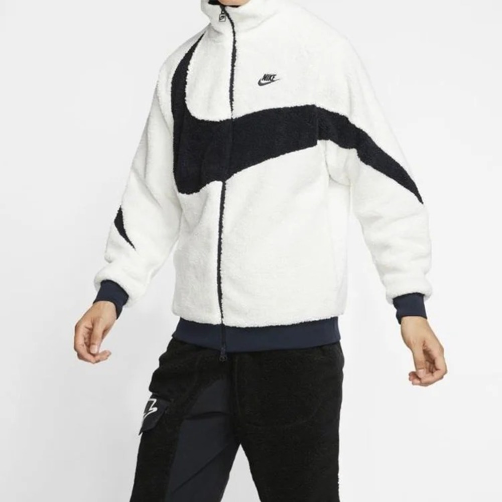Куртка-боа двусторонняя Nike Big Swoosh Reversible, белый/черный — фото 4