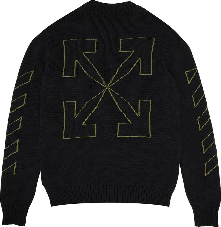 Толстовка Off-White Arrow Diag Outline Knit Crewneck 'Black/Green', зеленый — фото 3