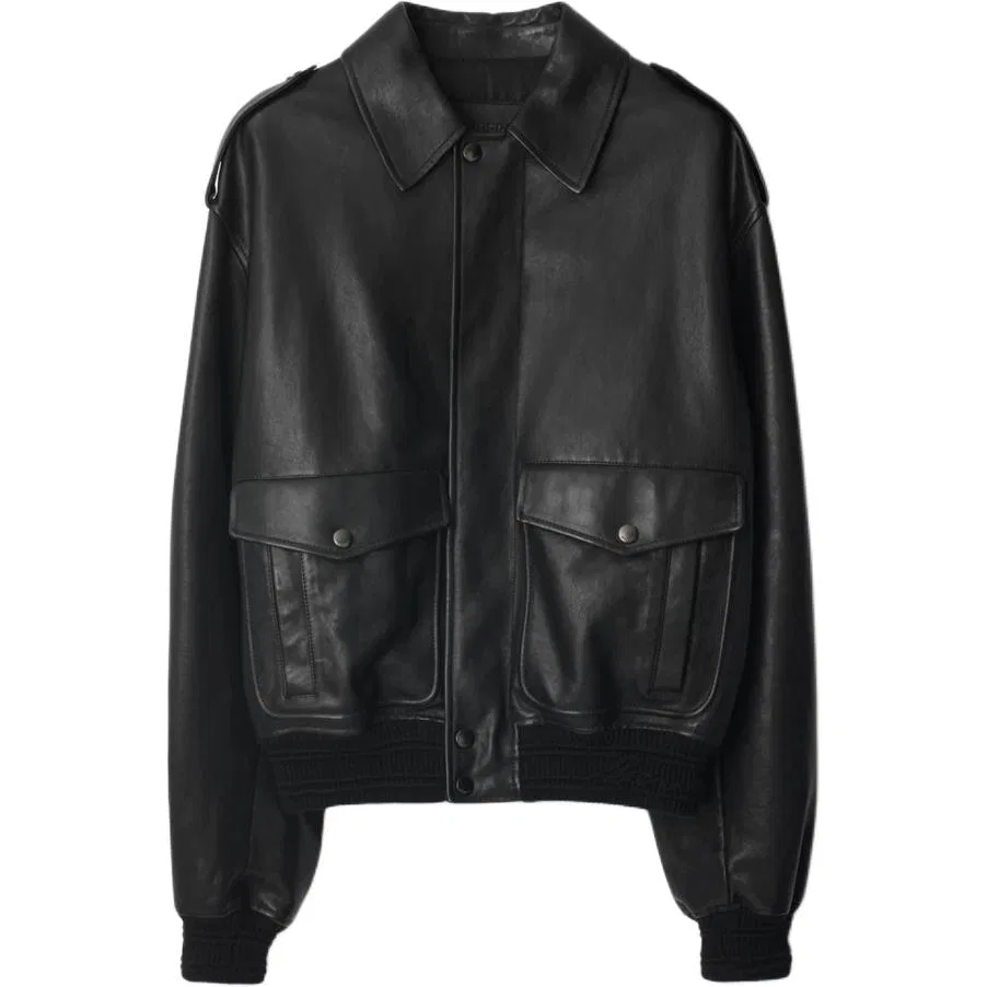 Мужская куртка-бомбер из кожи, Burberry, Black