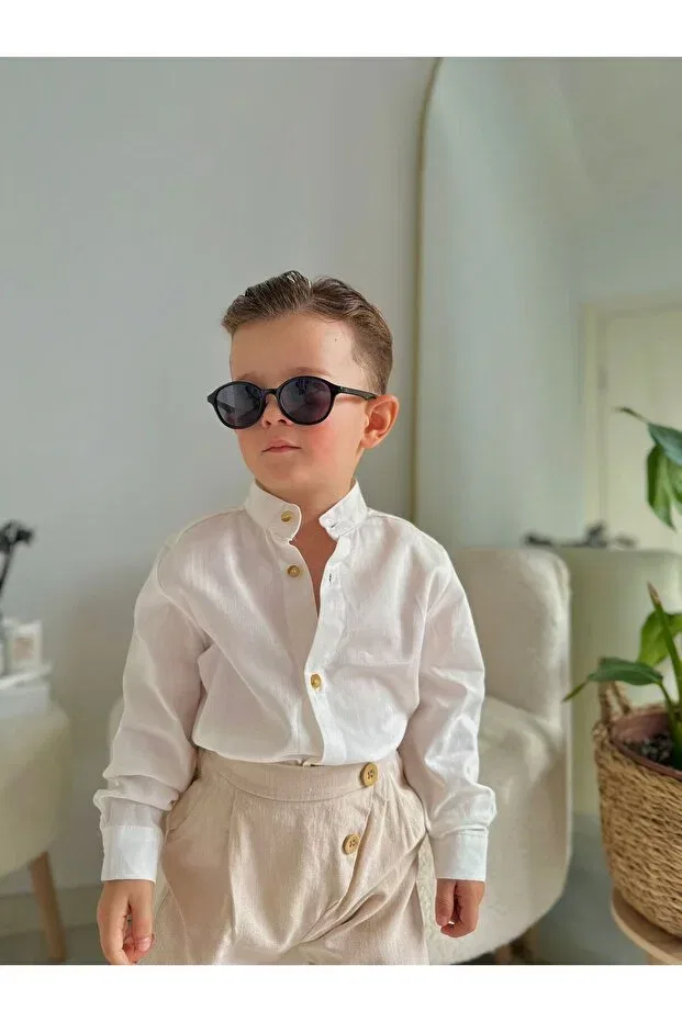 Детская рубашка для мальчиков с длинным рукавом Favorimkids, White