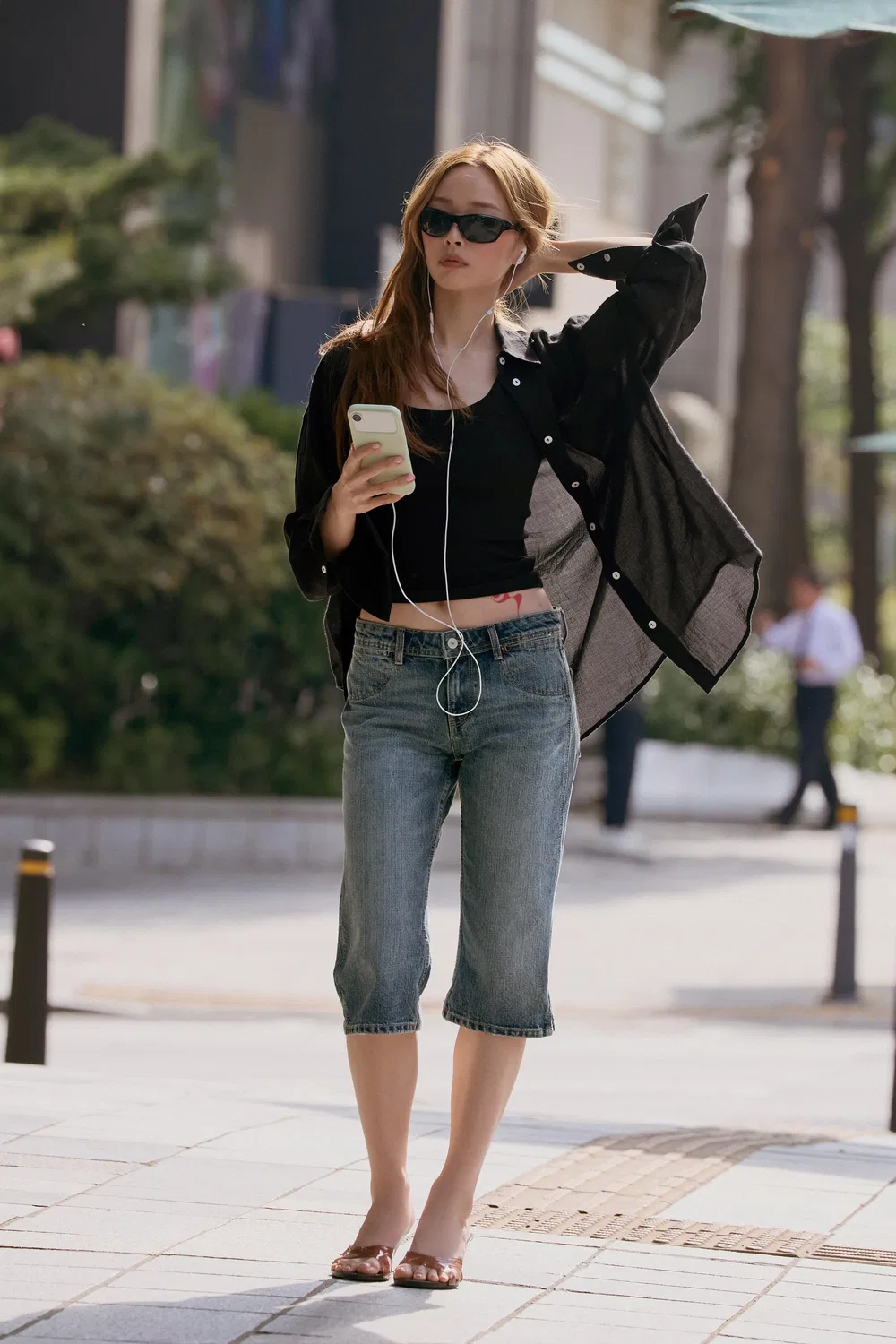 Рубашка из марли оверсайз с карманом ZARA, Black