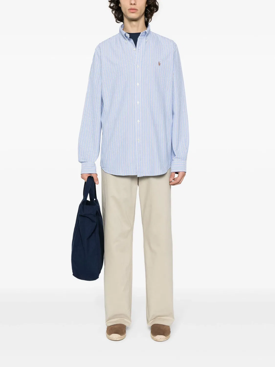 Polo Ralph Lauren Хлопковая рубашка синего цвета — фото 3