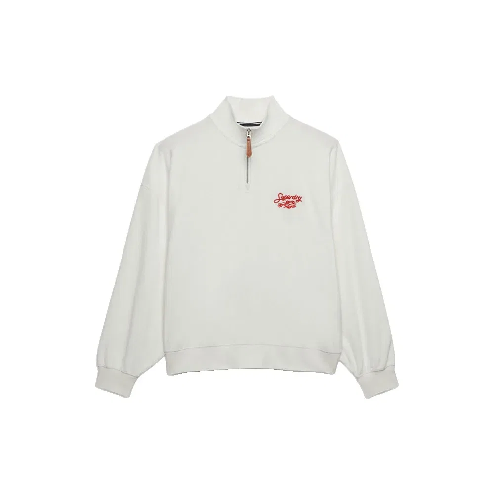 Худи на молнии Superdry Heritage Terry half zip, бежевый — фото 3
