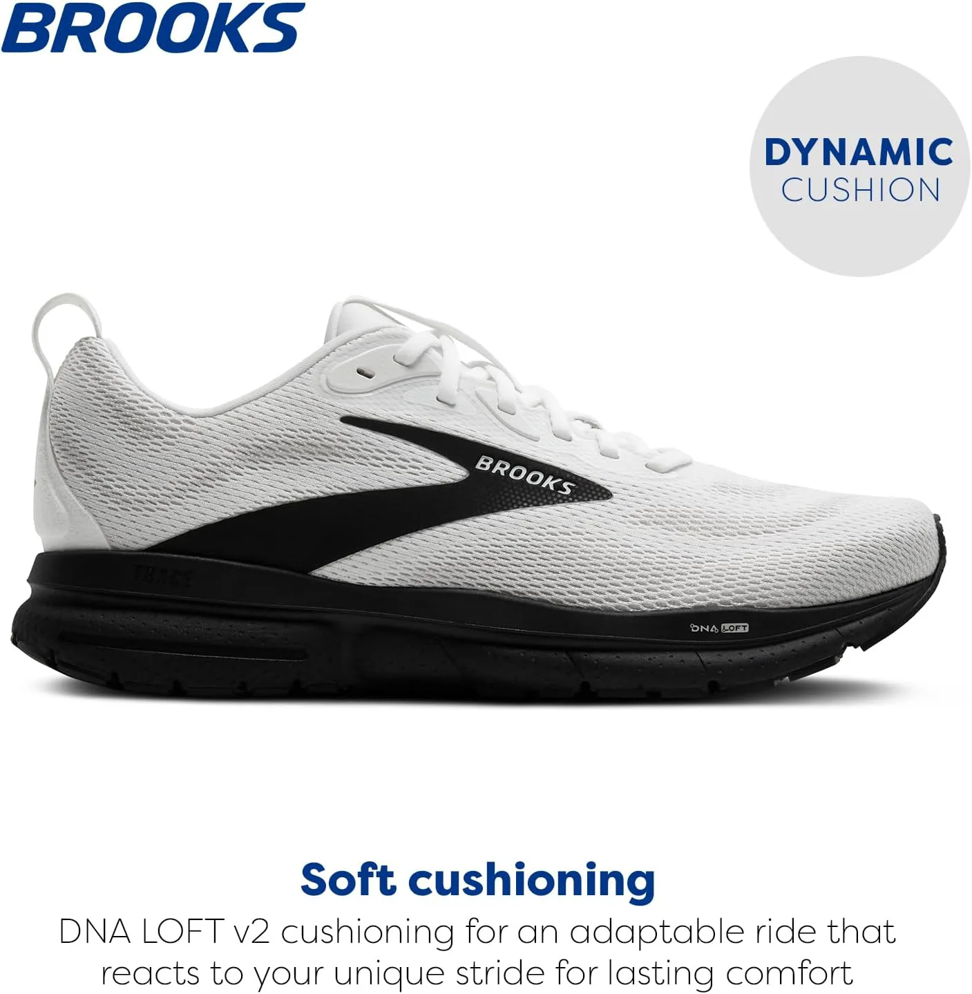 Мужские нейтральные беговые кроссовки Brooks Trace 4, ярко-белый/черный — фото 2