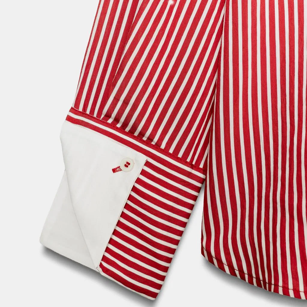 Женская рубашка с воротником Red/White ZARA, Красный/Белый — фото 4