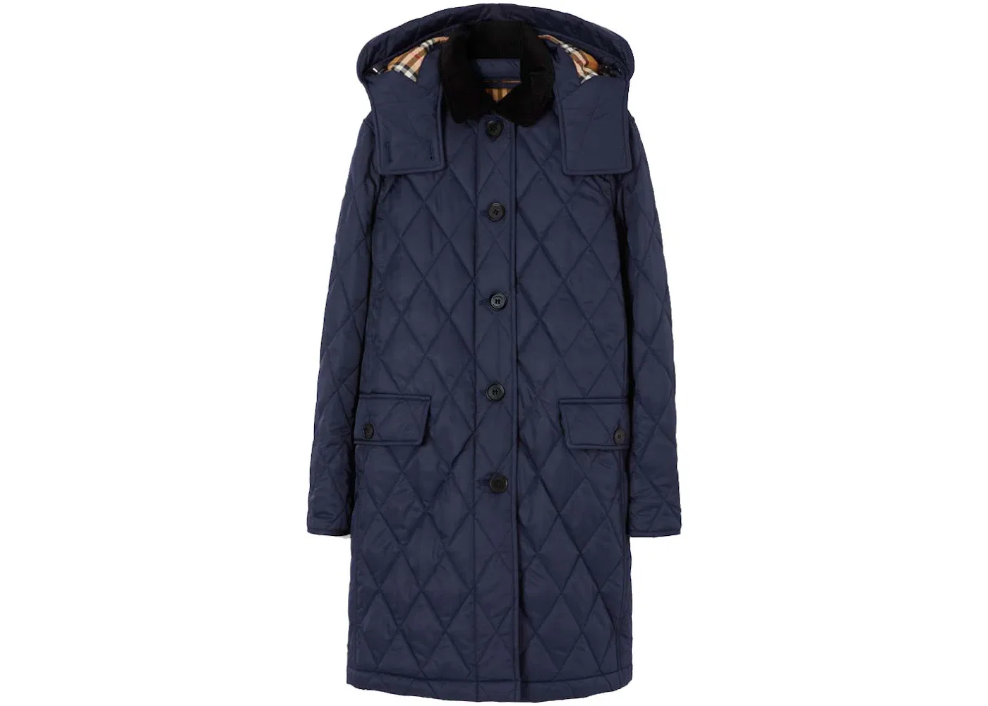 Женское пальто Diamond Quilted с отстегивающимся капюшоном Burberry, Navy