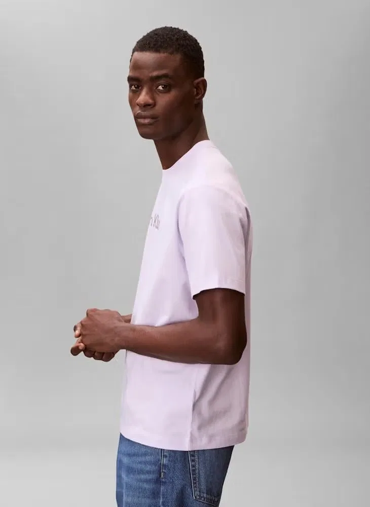 Футболка с принтом логотипа Fade logo crew neck t-shirt Calvin Klein, сиреневая — фото 3