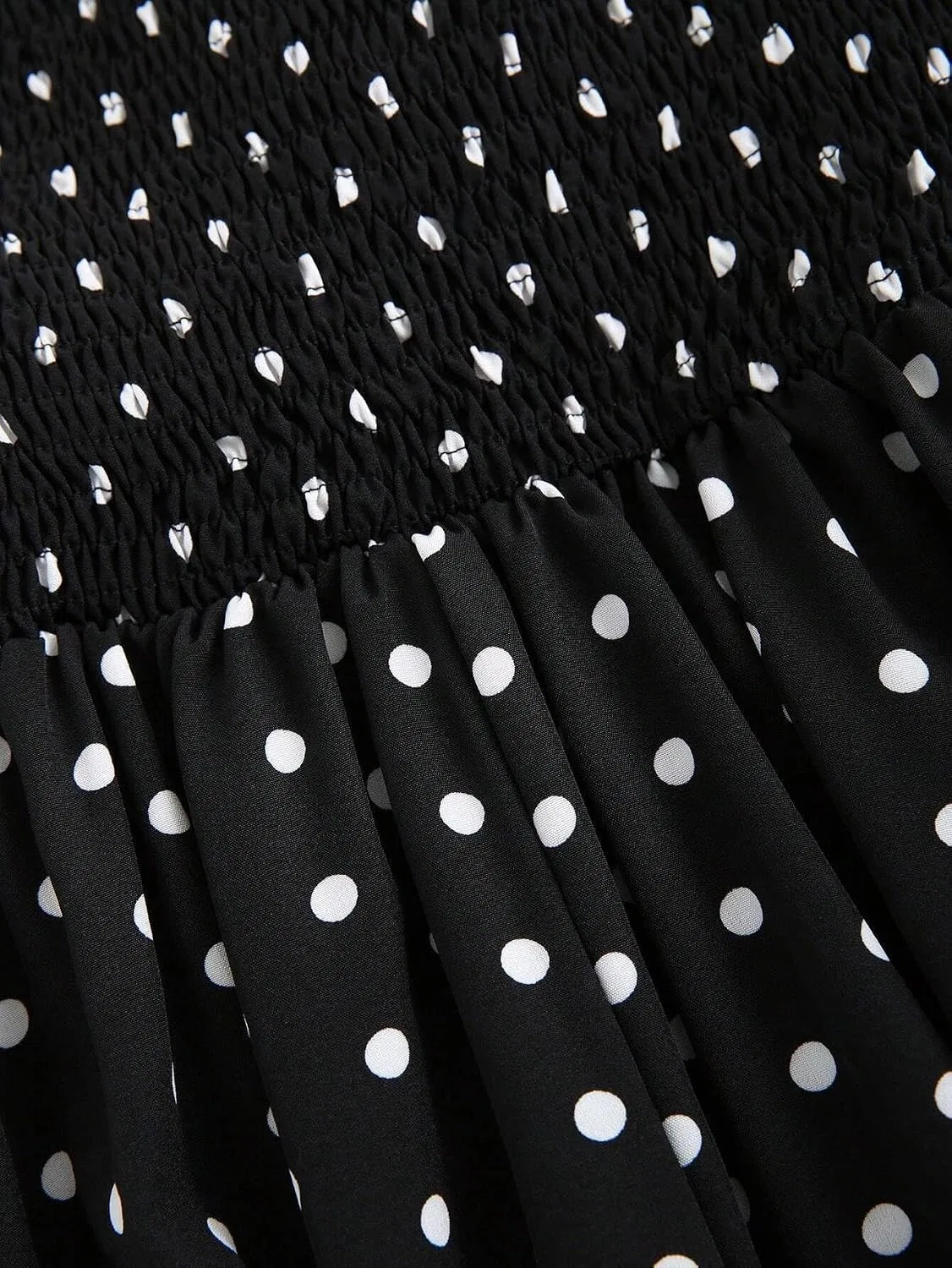 Женское A-силуэта платье без спины с галстуком Polka Dot, Black/White — фото 3