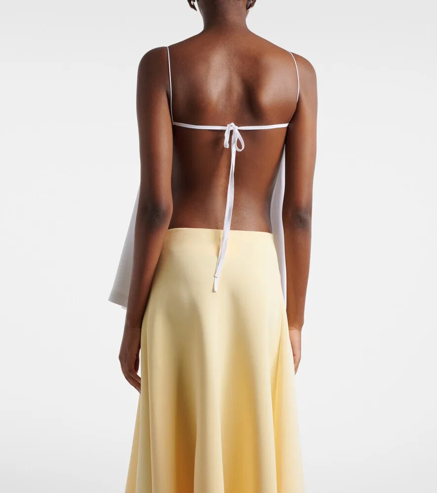 Вуалевая трикотажная майка с открытой спиной Jacquemus, белый — фото 4