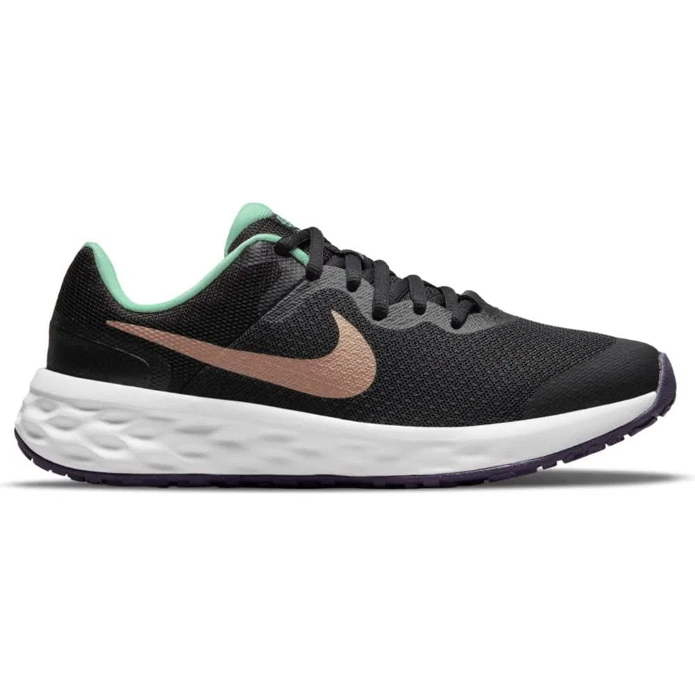 Детские кроссовки для мальчиков с легкой конструкцией Revolution 6 NIKE, Black Black Metallic Red Bronze Mint Foam — фото 2