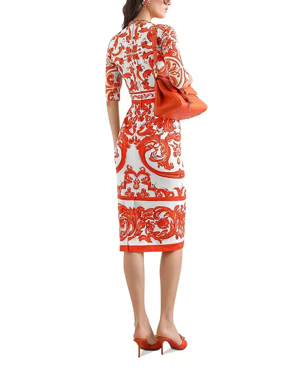 Женское платье с принтом Silk Blend Dress Dolce & Gabbana, мультиколор — фото 2