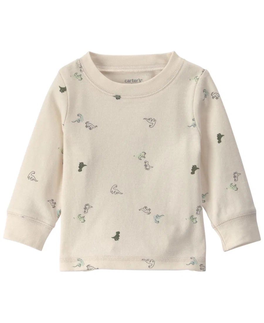 Комплект из футболки с длинным рукавом и комбинезона с динозаврами Carter's, Olive Green — фото 3