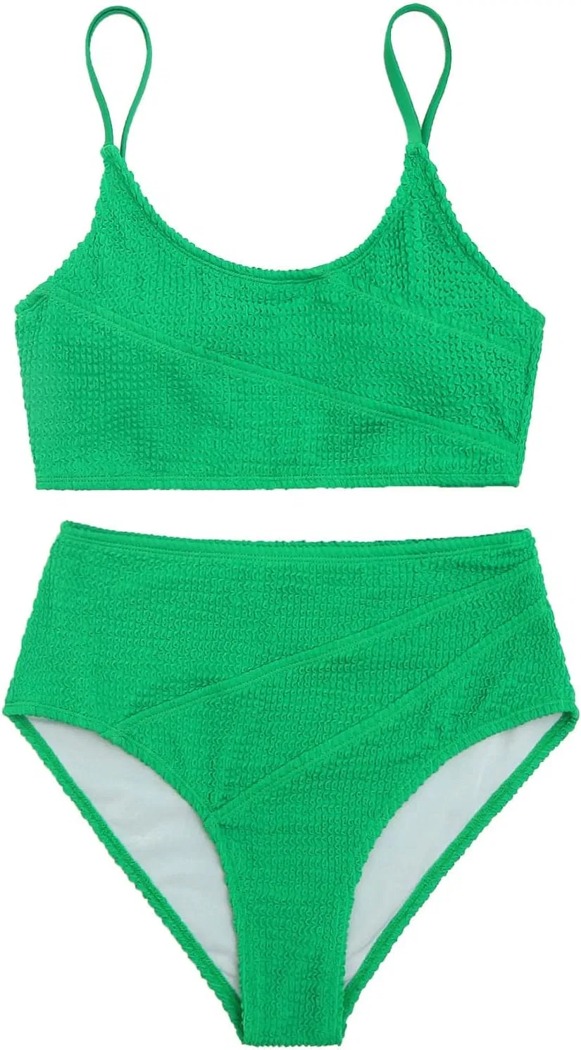 Женский бикини-сет с завышенной талией Tummy Control, Green — фото 4