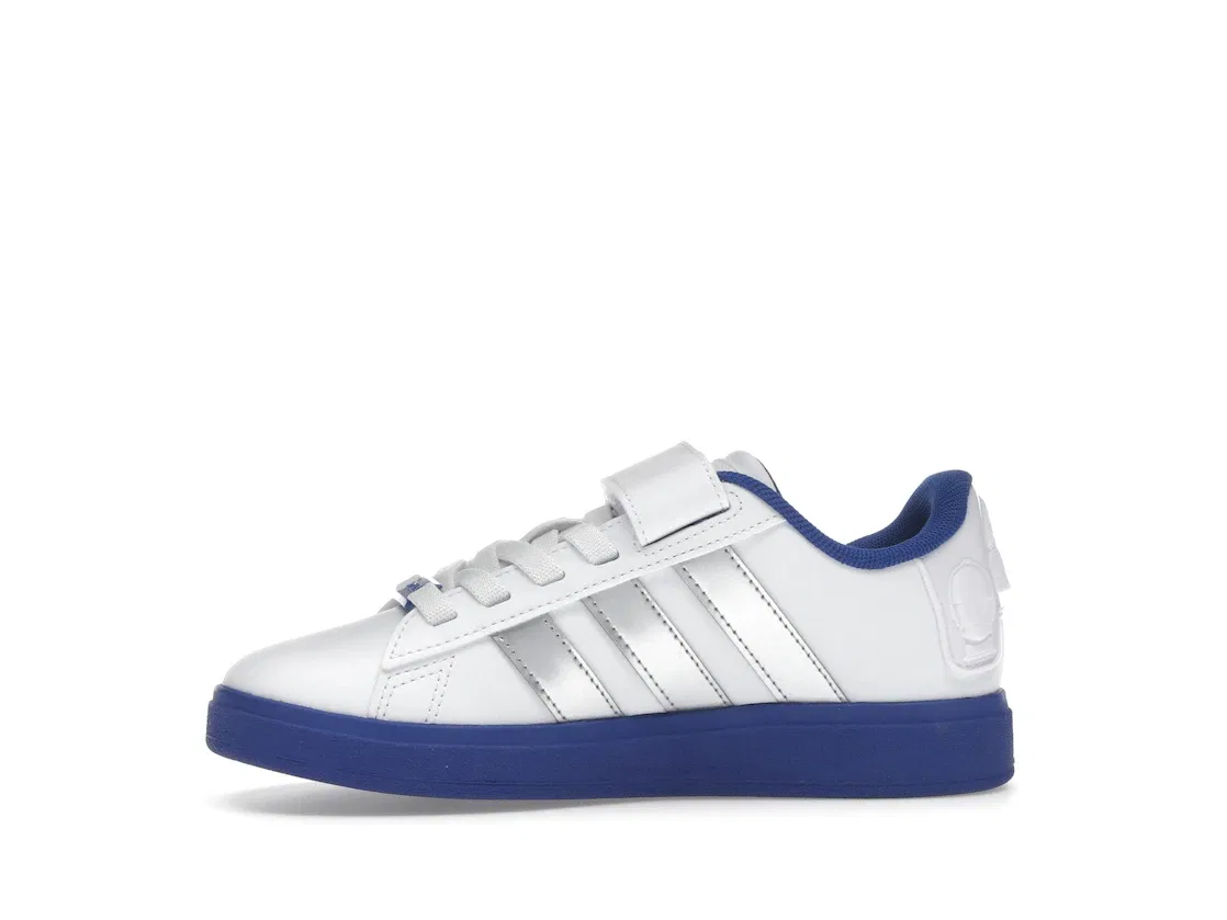 Детские кроссовки Lifestyle с принтом Star Wars R2-D2 Adidas Grand Court 2.0, Cloud White Silver Metallic Royal Blue — фото 3