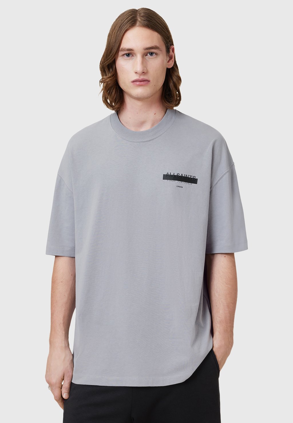 

Футболка с принтом REDACT CREW AllSaints, серый
