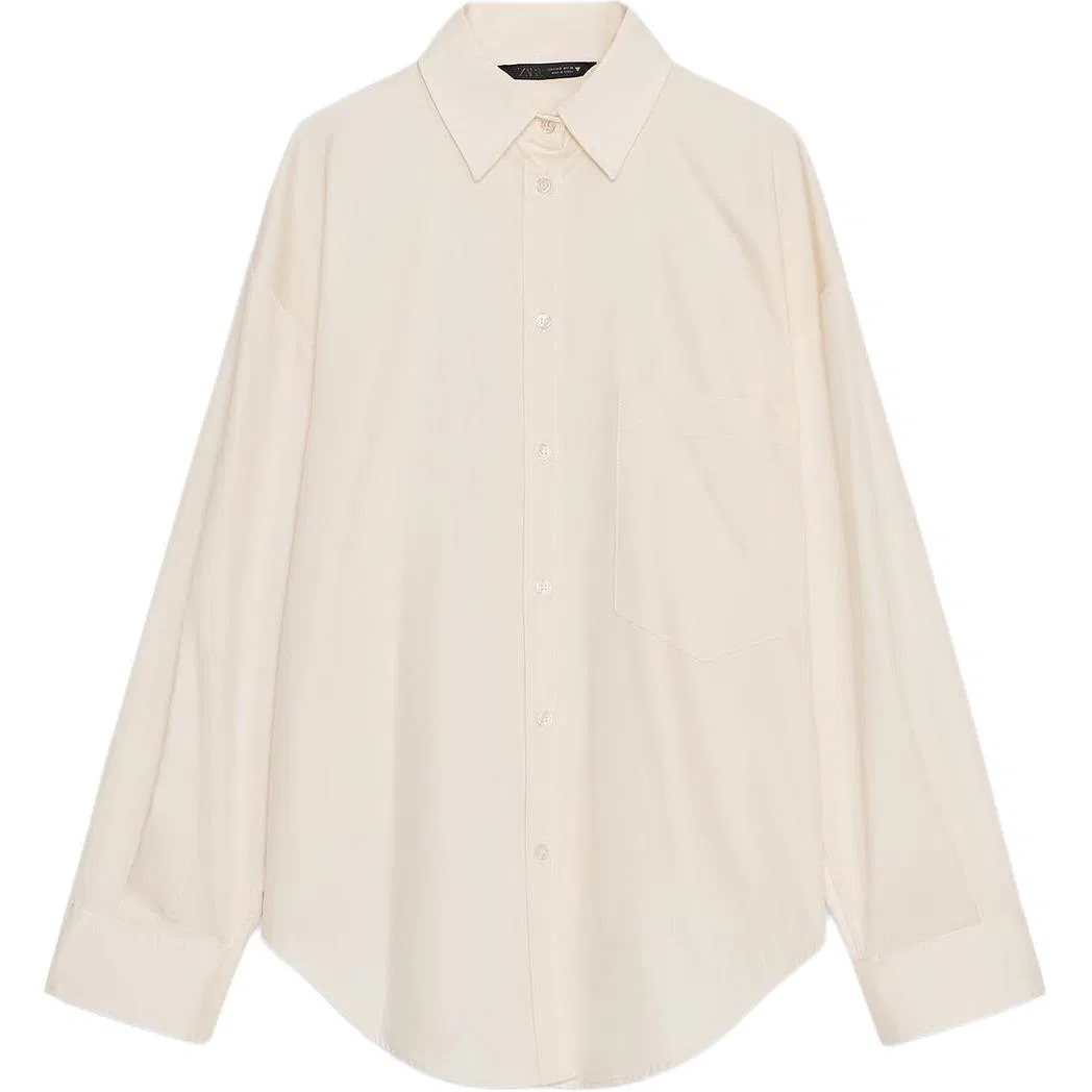 Женская рубашка с отложным воротником Light Beige ZARA