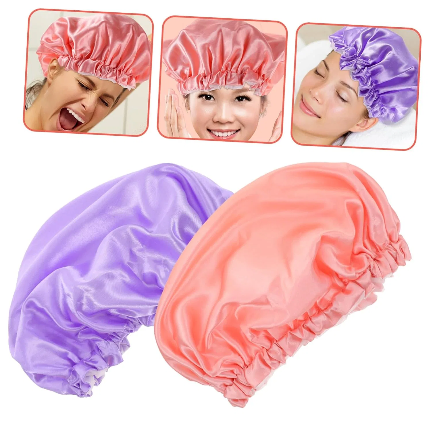 Шапочка для душа EVA и Satin, PENIKOKO, 2 шт, 31x31x0.6 см, Сортированный Цвет — фото 4