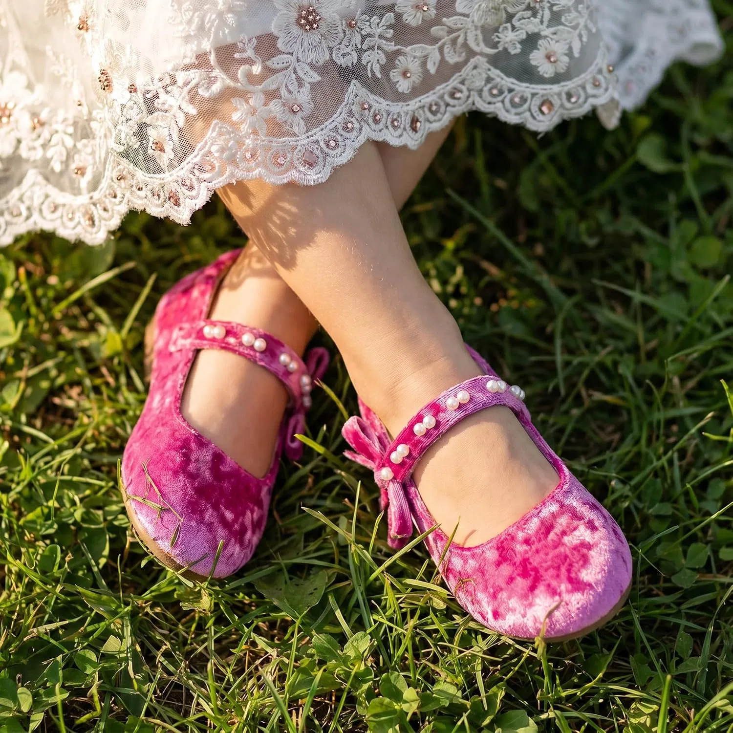 Детские балетки для девочек Mary Jane Ballet Flats THEE BRON, Magenta Rose — фото 3