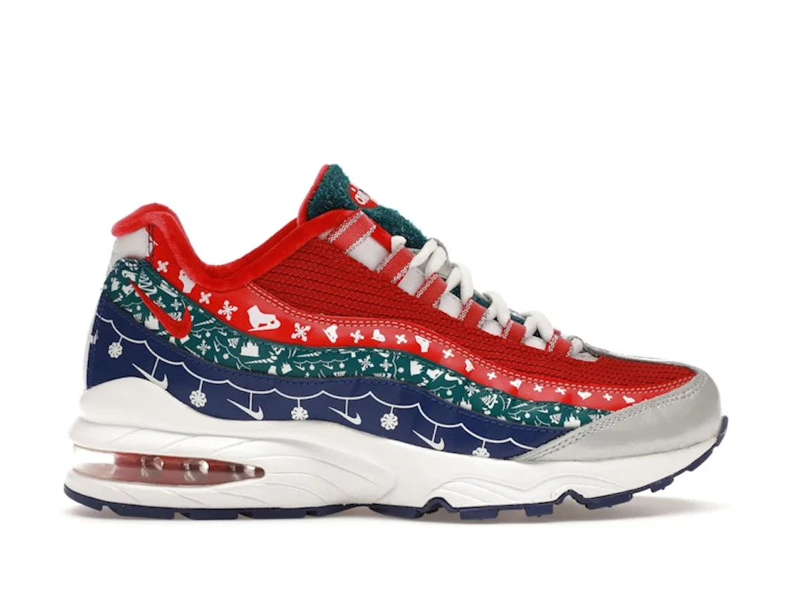 Детские кроссовки Lifestyle с рождественским принтом Nike Air Max 95 Nike, Red/White/Blue/Green