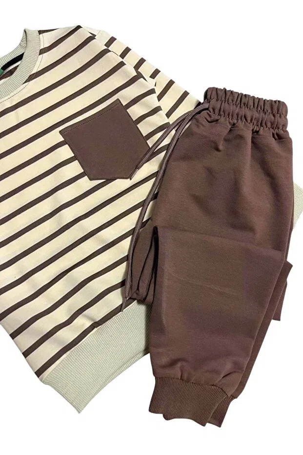 Детский спортивный комплект для мальчиков из хлопка с длинным рукавом Fil Kids, Beige — фото 4
