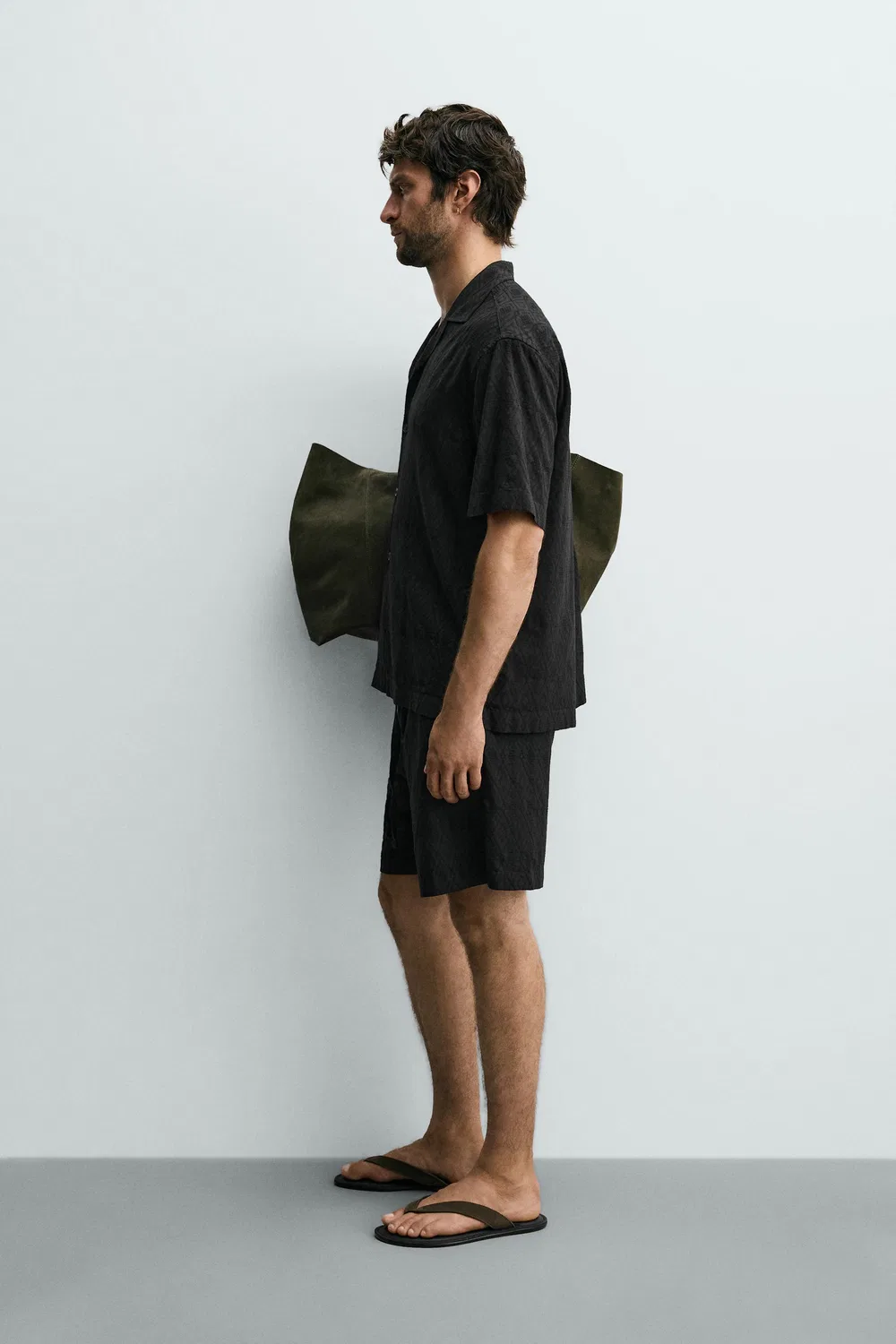 Рубашка свободного кроя из геометрического жаккарда ZARA, Black — фото 4