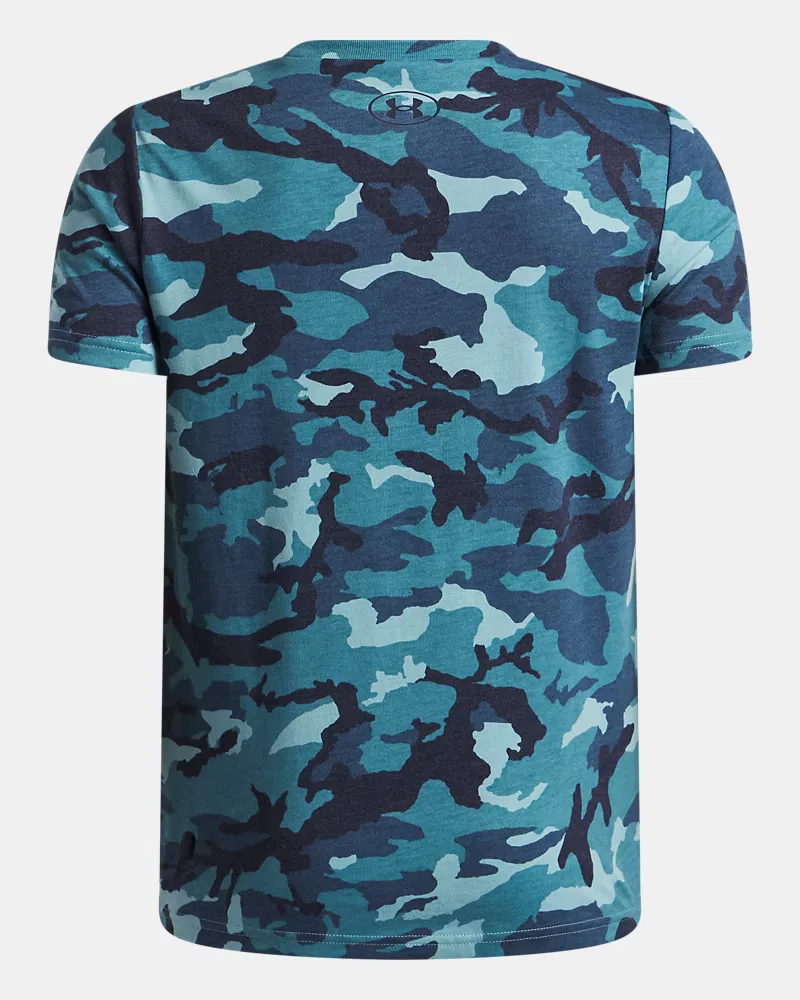 Футболка для мальчиков быстросохнущая UA Camo Printed UnderArmour, Wham Blue/White — фото 2