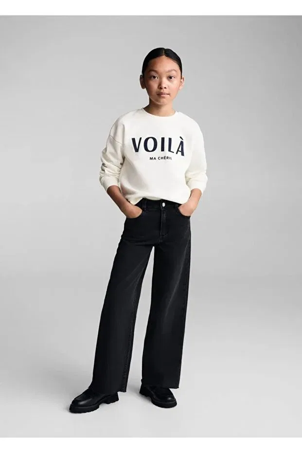 Детское худи для девочек с принтом Sportswear Mango Kids, Off White — фото 2