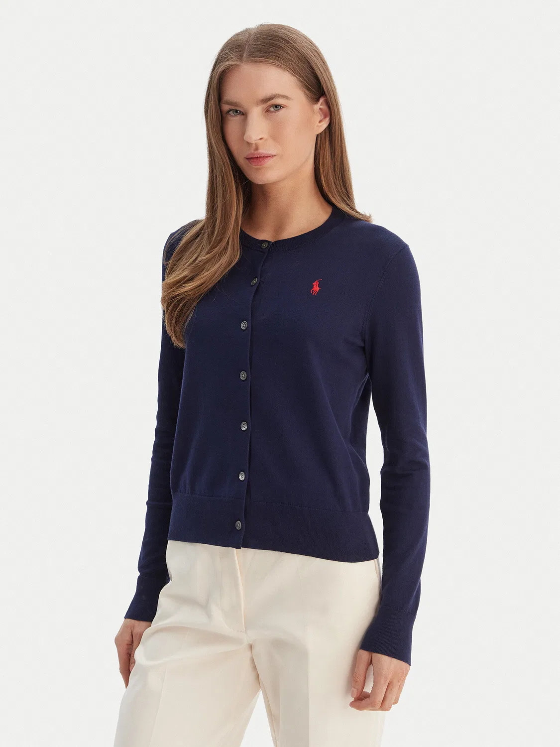Женский кардиган приталенного кроя Polo Ralph Lauren, темно-синий