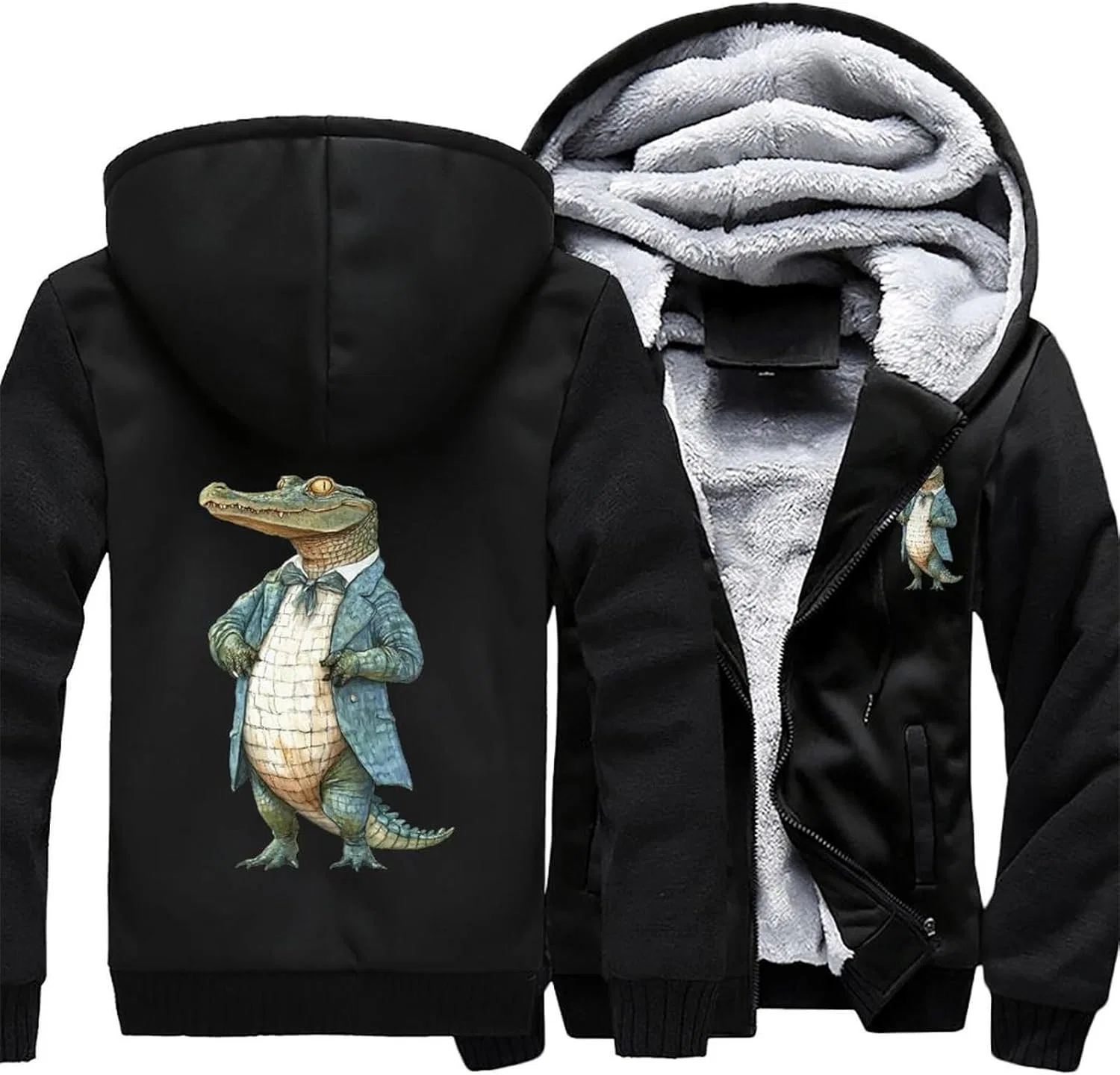 Толстовка мужская на молнии с флисовой подкладкой, Crocodile Gentleman, Black-style — фото 3