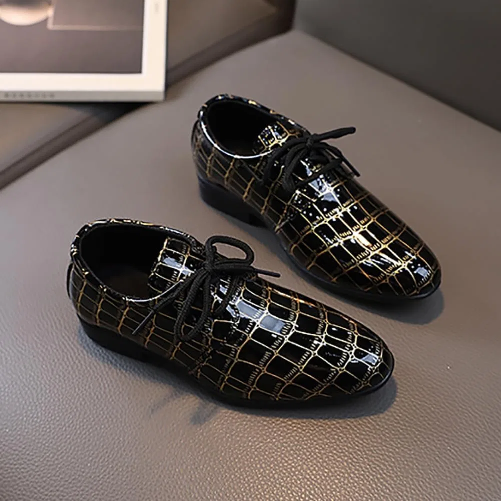 Детские туфли-лоферы из искусственной кожи Classic PU Leather School Uniform Oxfords Casual Dress Shoes Loafers Flats XinYiQu, Black — фото 4