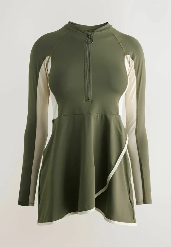 Купальник 3-предметный комплект Regular fit Next, Khaki Green Cream, зеленый/кремовый/хаки — фото 3