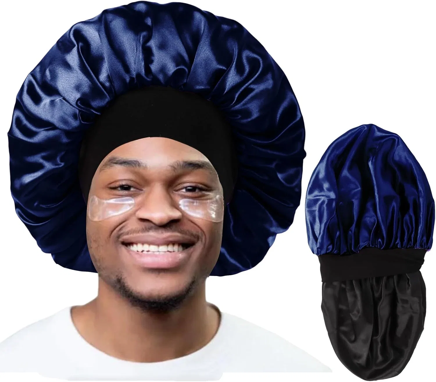 Шапочка для душа, двойной слой сатин, Himoswis, L-XL, Black/Navy