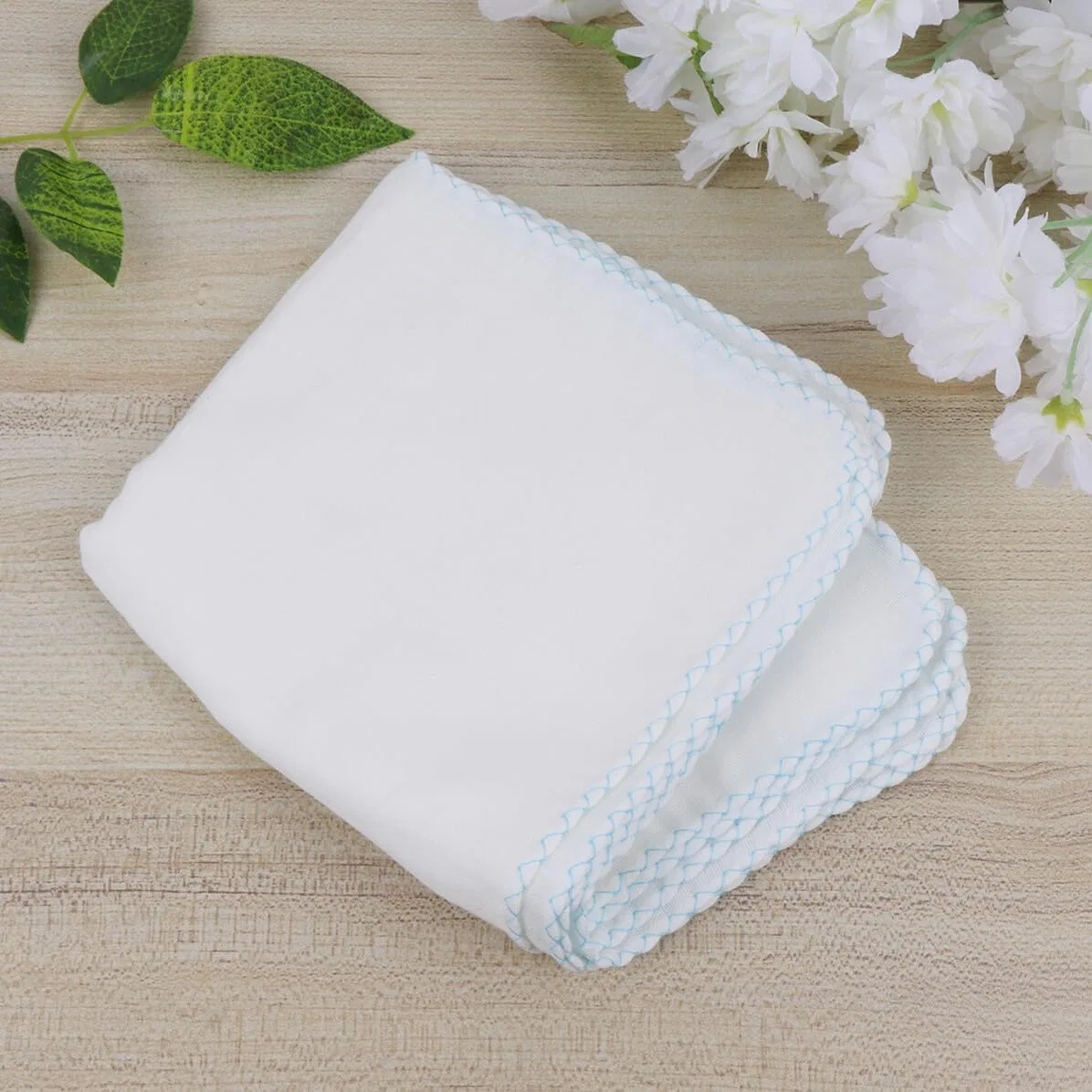 Салфетки для лица из двойного слоя марли, LOLIPPYY, 10 шт, 28x28 см, Blue — фото 4