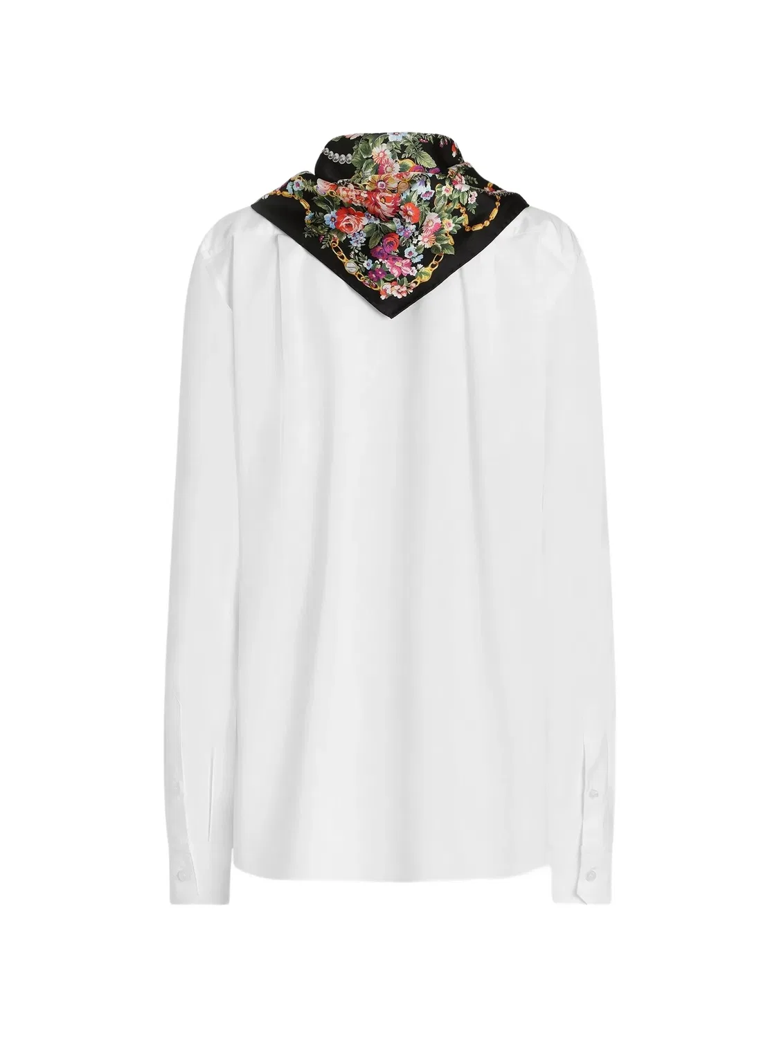 Поплиновая рубашка с шелковым платком Dolce & Gabbana, белый — фото 2