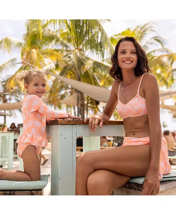Детский купальник для девочек с юбкой Cali Palms Recycled Skirt Surf Suit Snapper Rock, оранжевый — фото 4