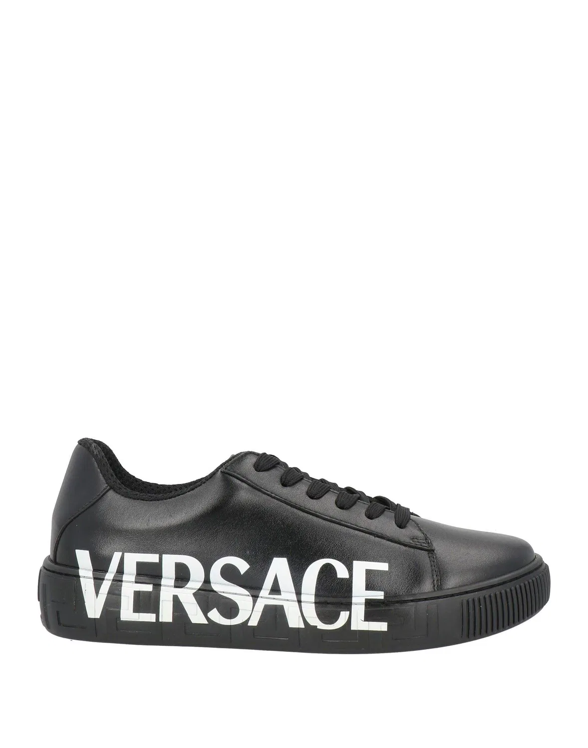 Детские кеды из мягкой кожи с логотипом Versace Young, черный