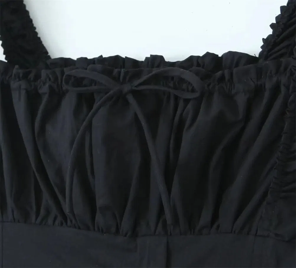 Женское летнее платье A-силуэта с квадратным вырезом, Black — фото 4