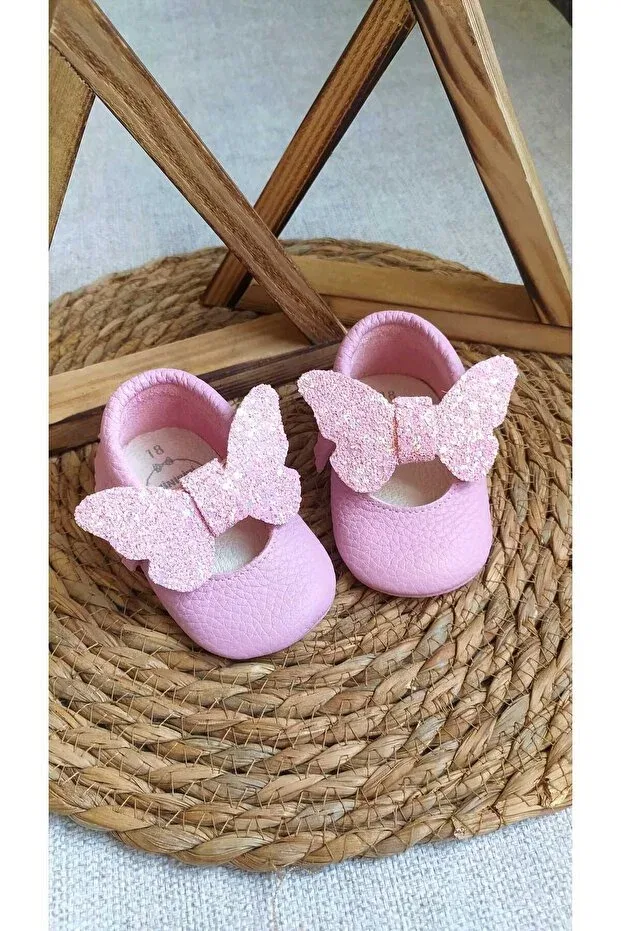 Детские мокасины-пинетки с пайетками и бантом Bella Minibiri, Pink — фото 3