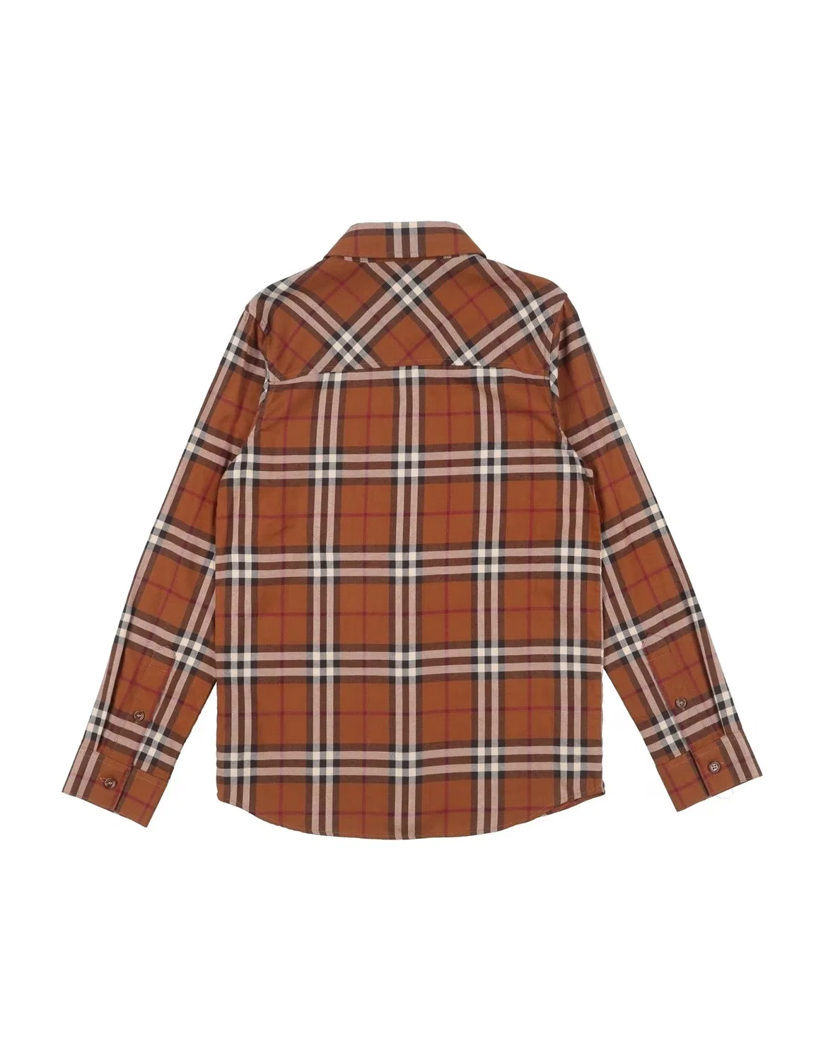 Детская фланелевая рубашка для мальчиков с классическим воротником Burberry, коричневый — фото 2
