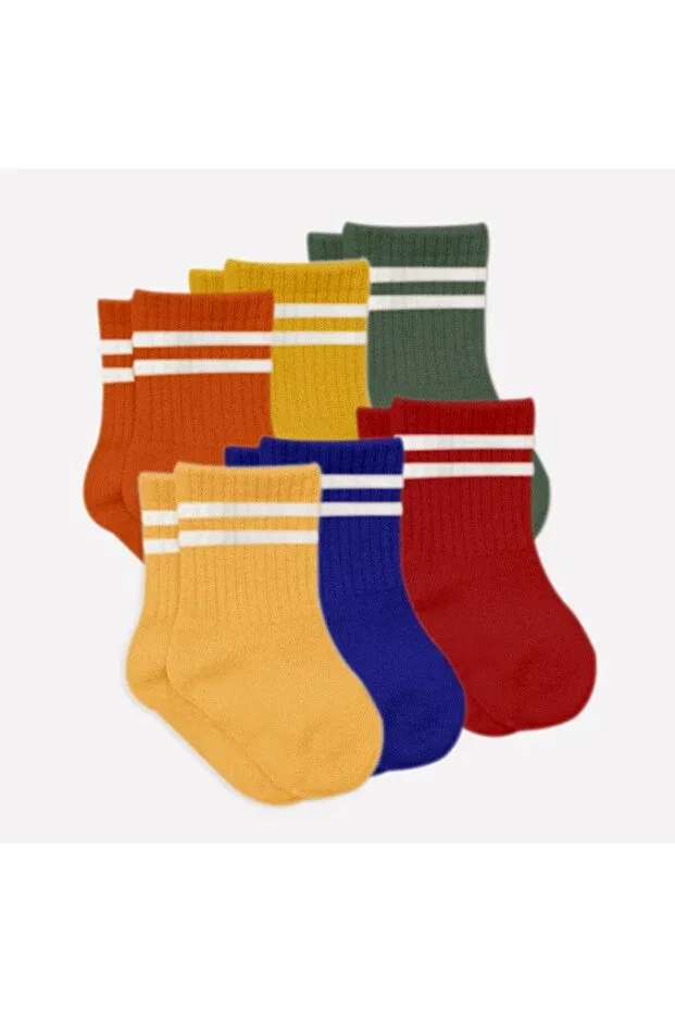 Детские носки для новорожденных в полоску 6-Piece baby socks (with hoop) Bistyle, Yellow — фото 2