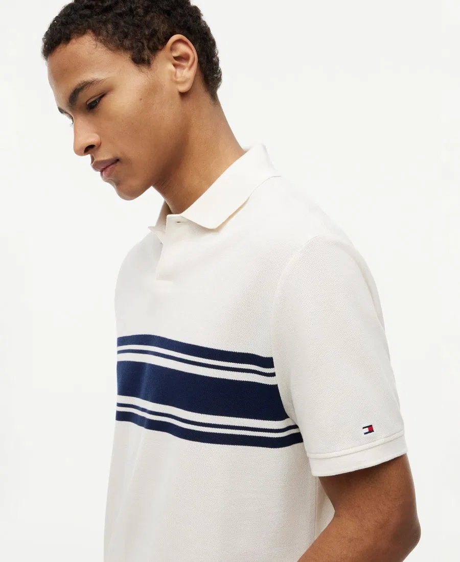 Поло с полосатым принтом Brenton Stripe Tommy Hilfiger, Ivory Petal — фото 3