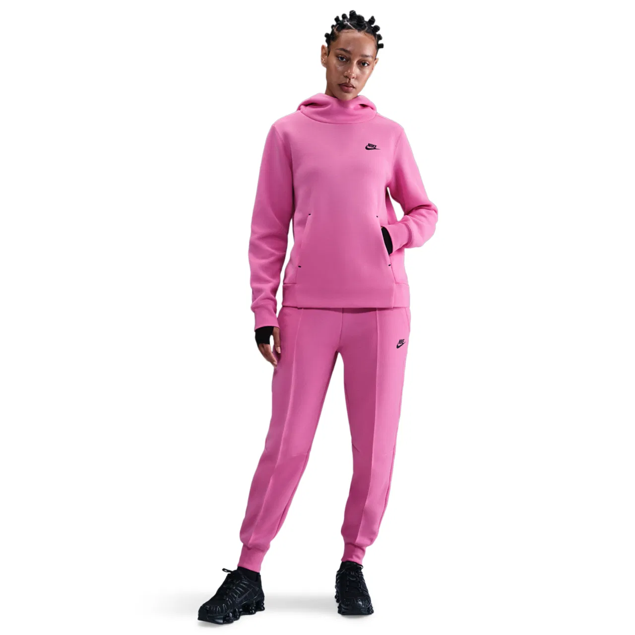 Женская толстовка Tech Fleece Nike, цвет Playful Pink/Black — фото 3