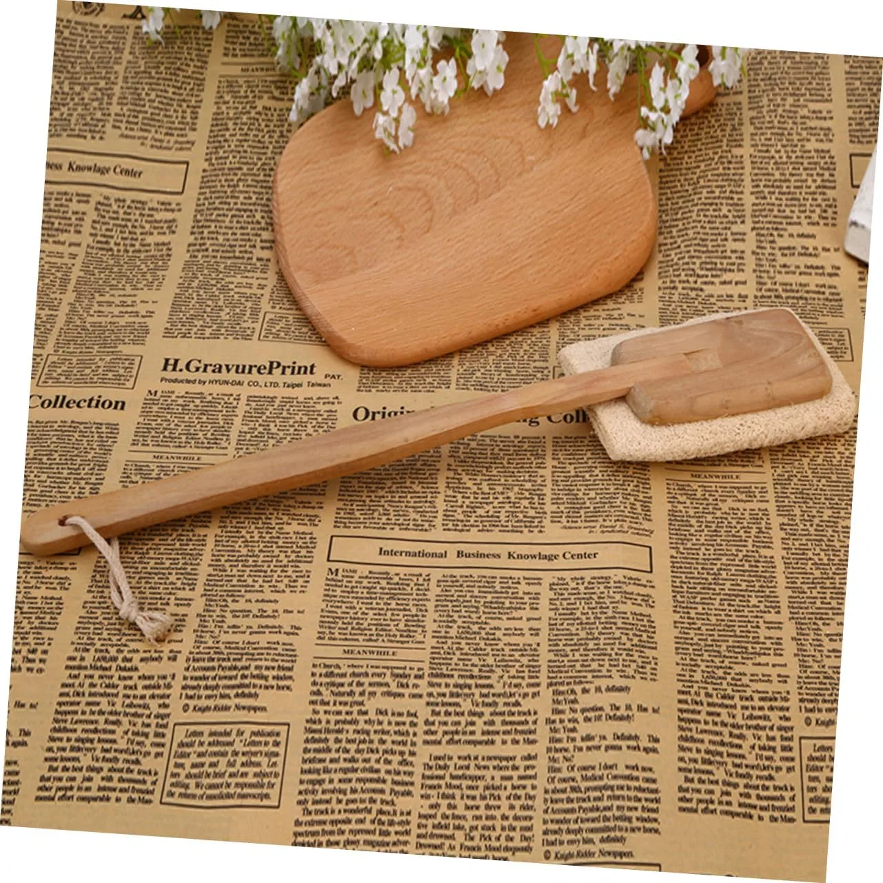Щетка для душа с длинной ручкой, FOMIYES, 2 шт, 40x12,5 см, Beige — фото 2