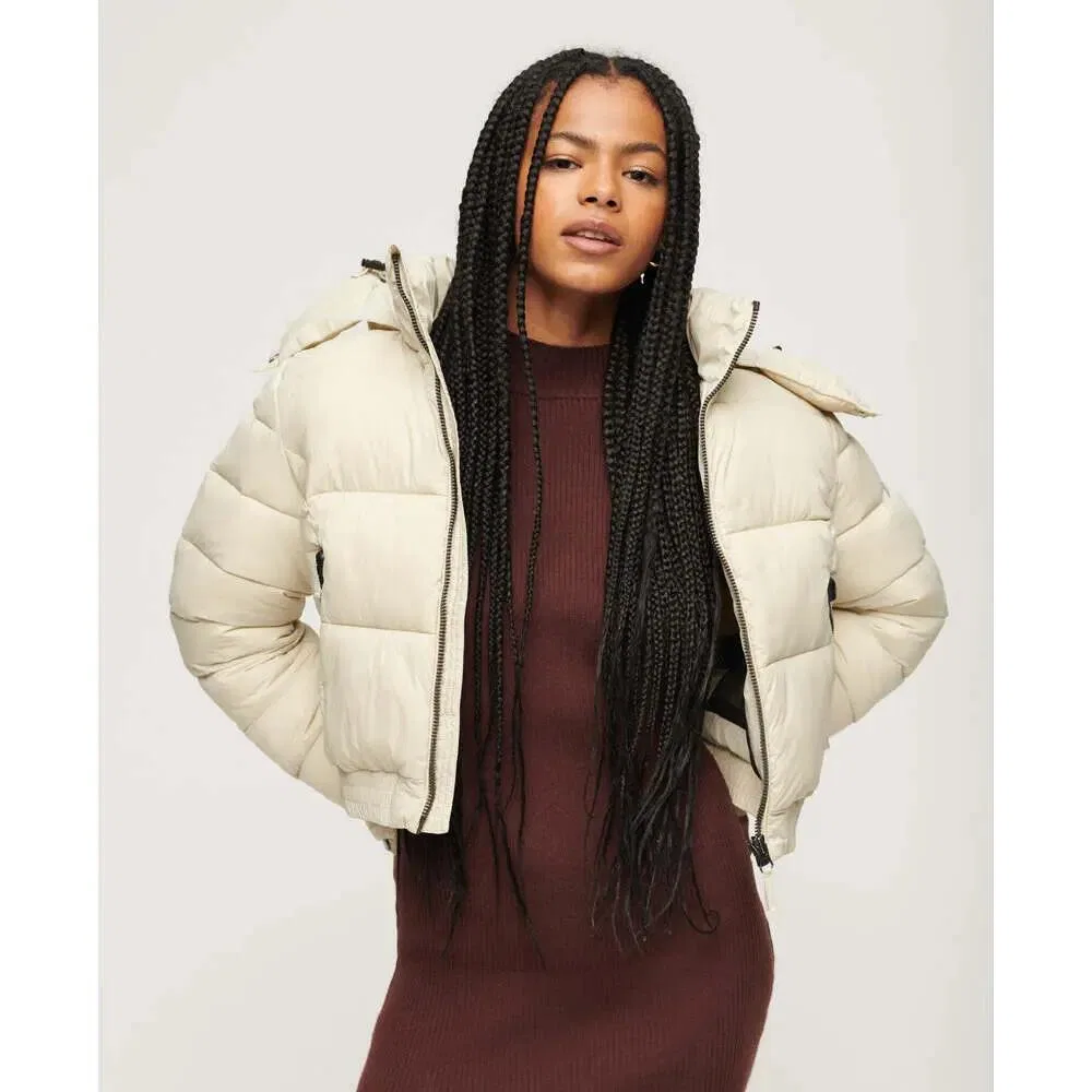 Женская куртка-пуховик с капюшоном Superdry Fuji, Beige — фото 2