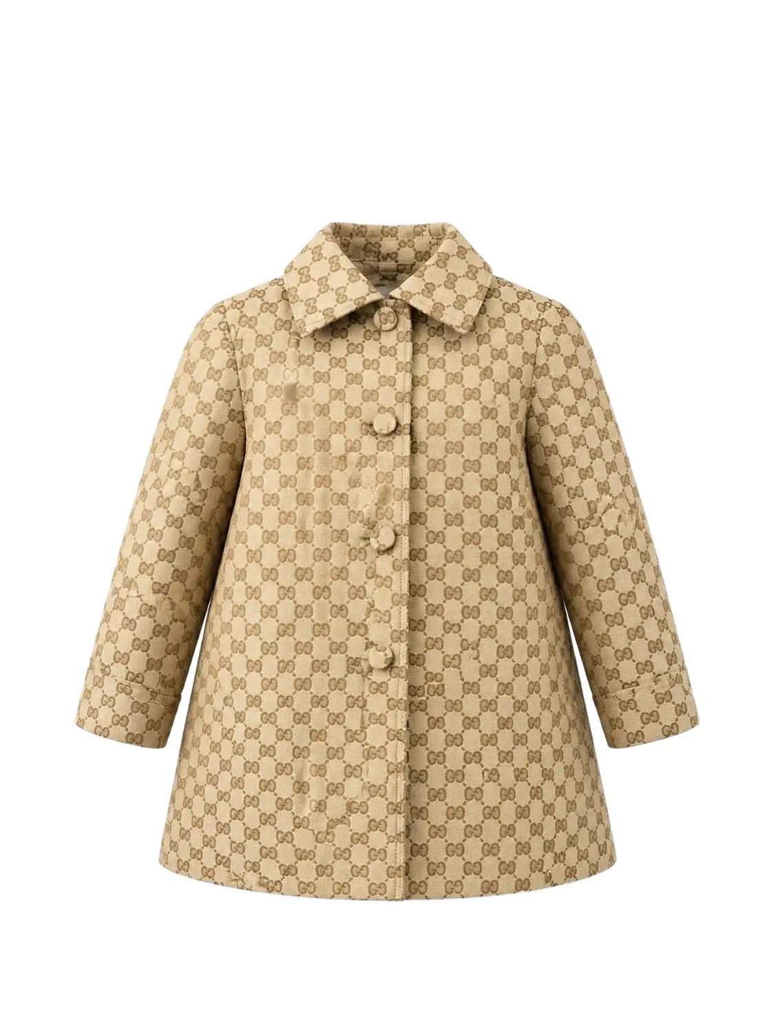 Пальто с воротником из канваса с узором GG Gucci Kids, нейтральные цвета