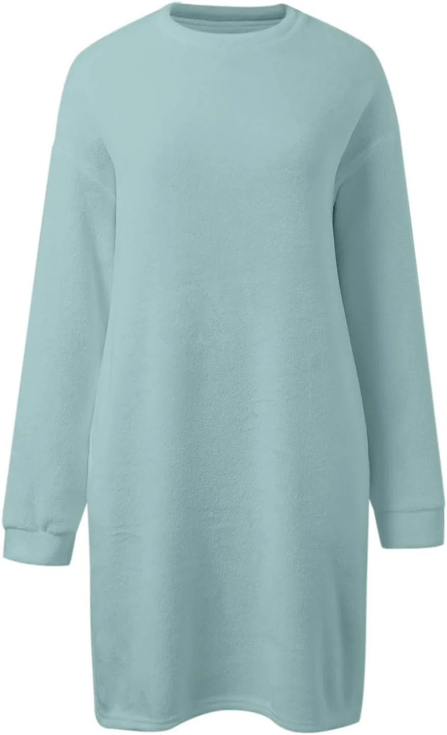 Женское платье-свитер оверсайз с длинным рукавом, Light Blue — фото 3